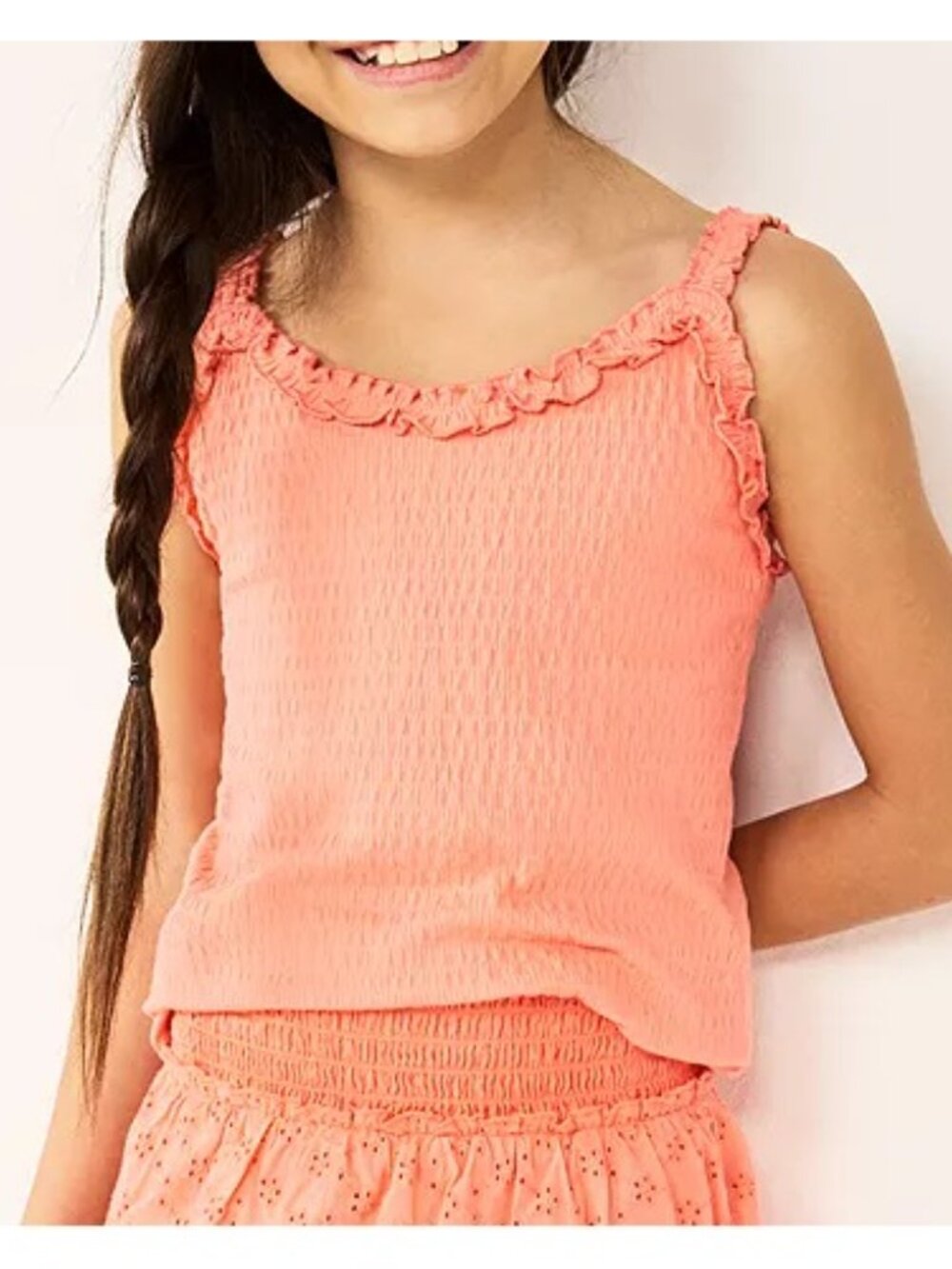NEW Girls SO Ruffle Strap Textured Tank Top